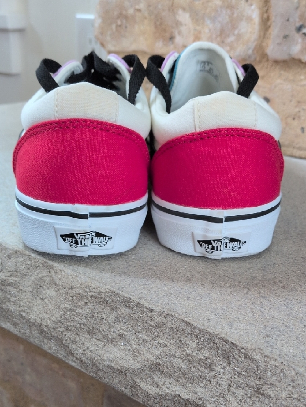 VANS I New Ward Color Block Cream, Black, Red & Purple Sneaker Skater Shoes, 9.5 - Picture 5 of 14